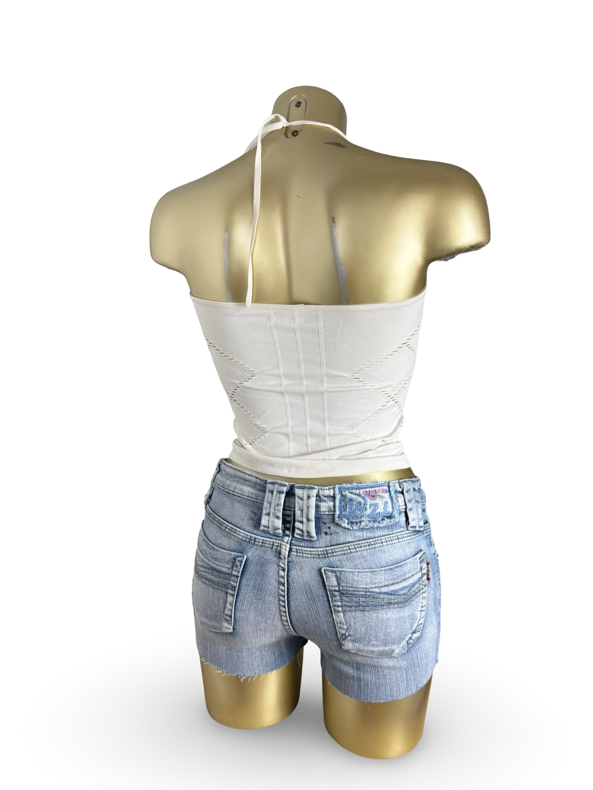 White tight fit halter top (XS/S)