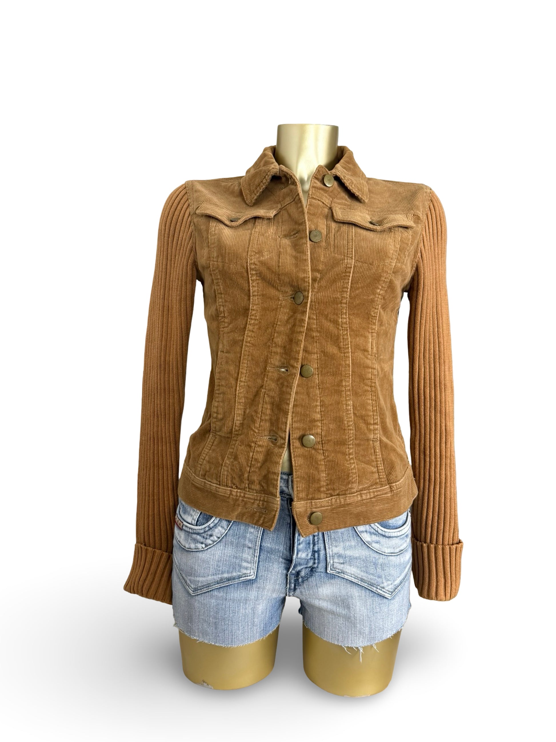 Beige bi fabric knitted biker jacket (XS)