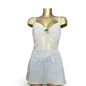 White graphic babydoll mini dress (M/L)