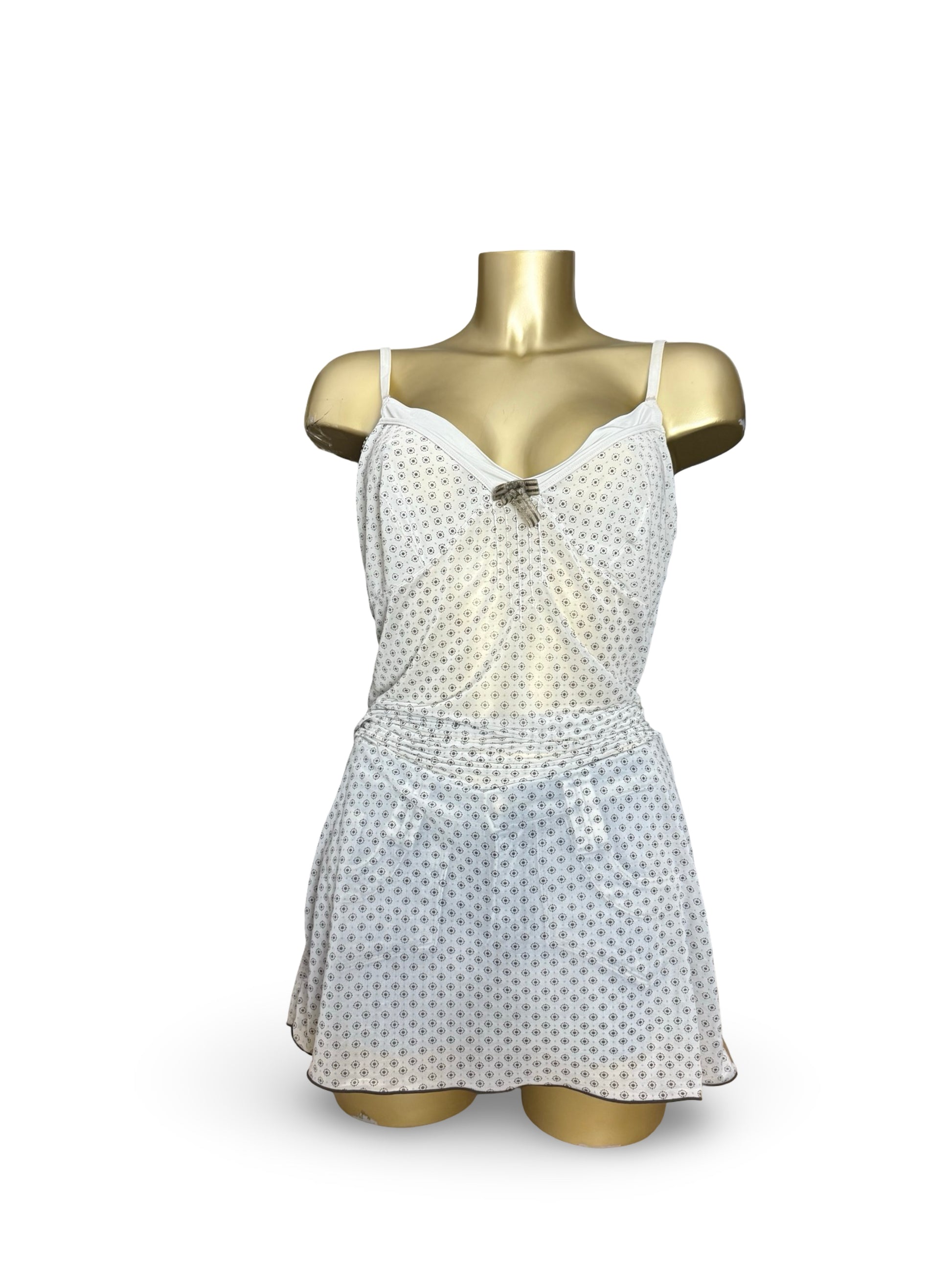 White graphic babydoll mini dress (M/L)