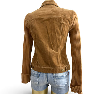 Beige bi fabric knitted biker jacket (XS)