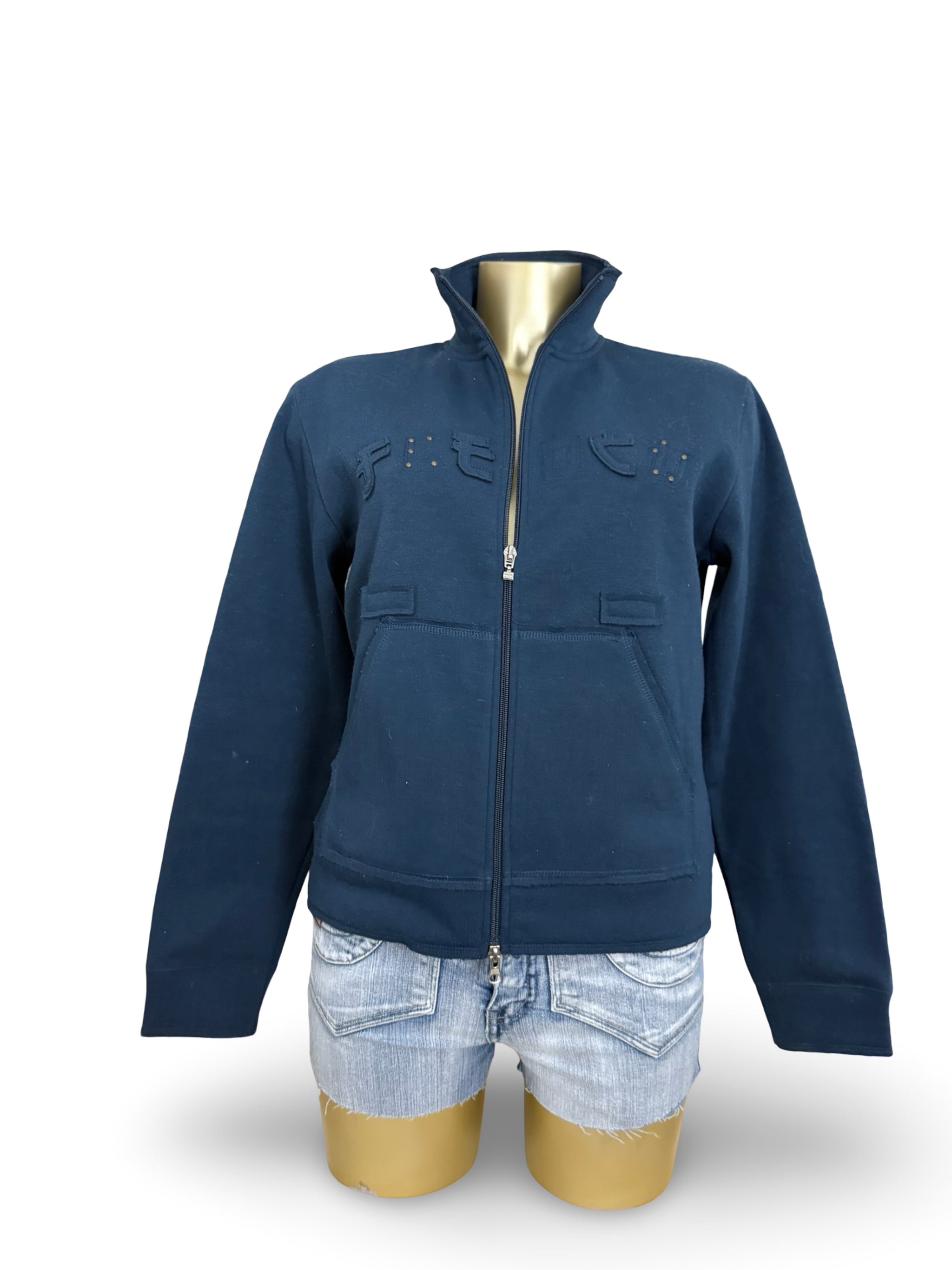 Navy zip up cotton sweatshirt  (M/L)
