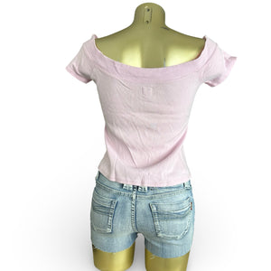 Baby pink off shoulder 100% cotton tee (L)