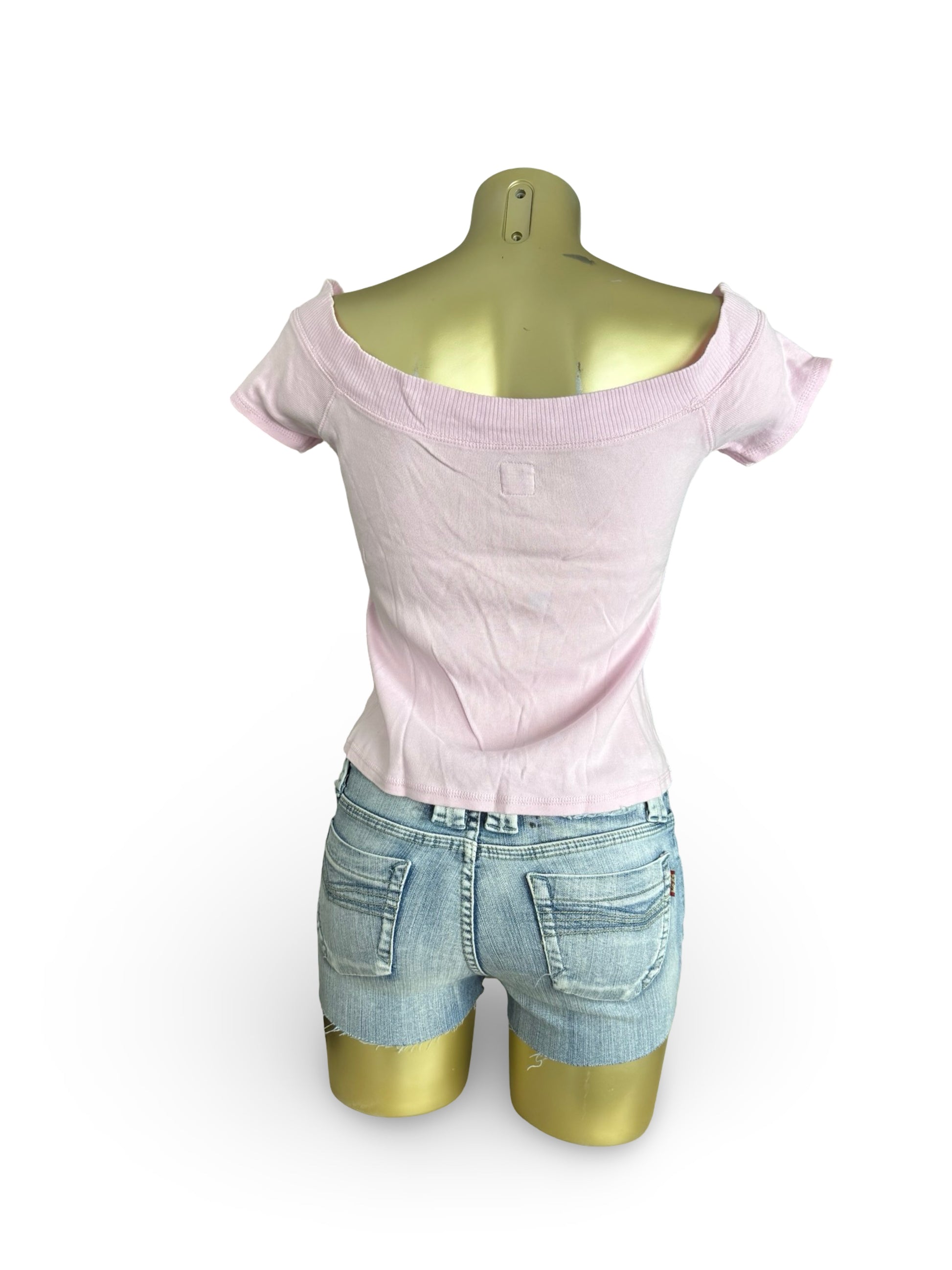 Baby pink off shoulder 100% cotton tee (L)