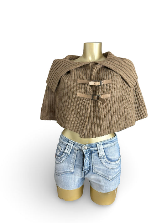 Khaki ribbed cardigan jumper (S)