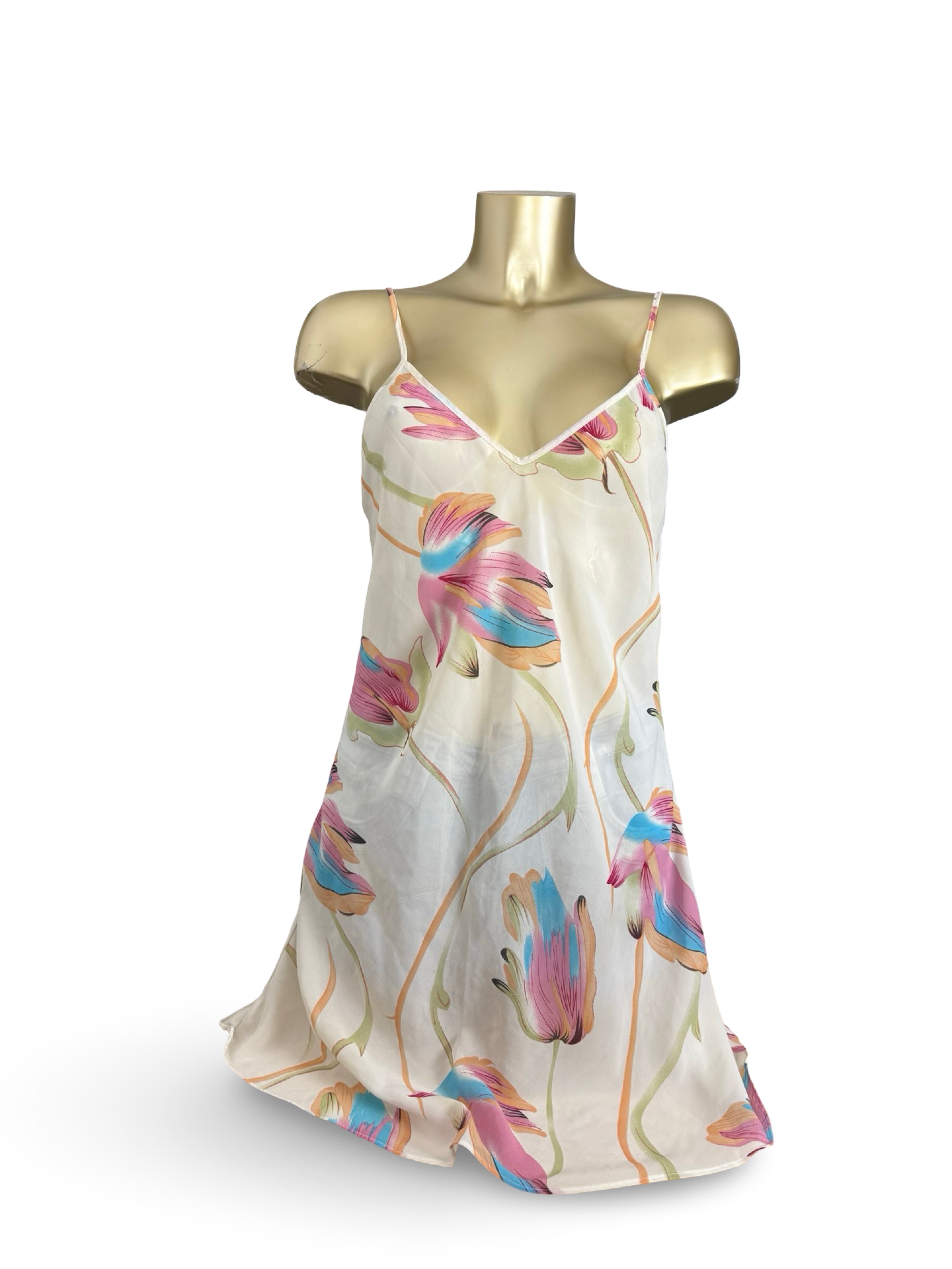 Multicolor floral mesh babydoll mini dress (XXL)