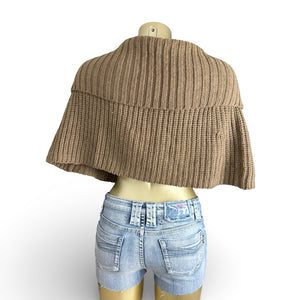 Khaki ribbed cardigan jumper (S)