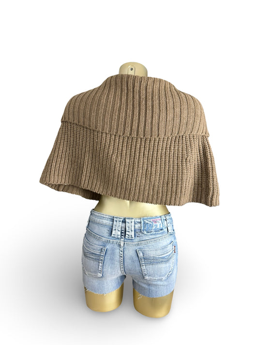 Khaki ribbed cardigan jumper (S)