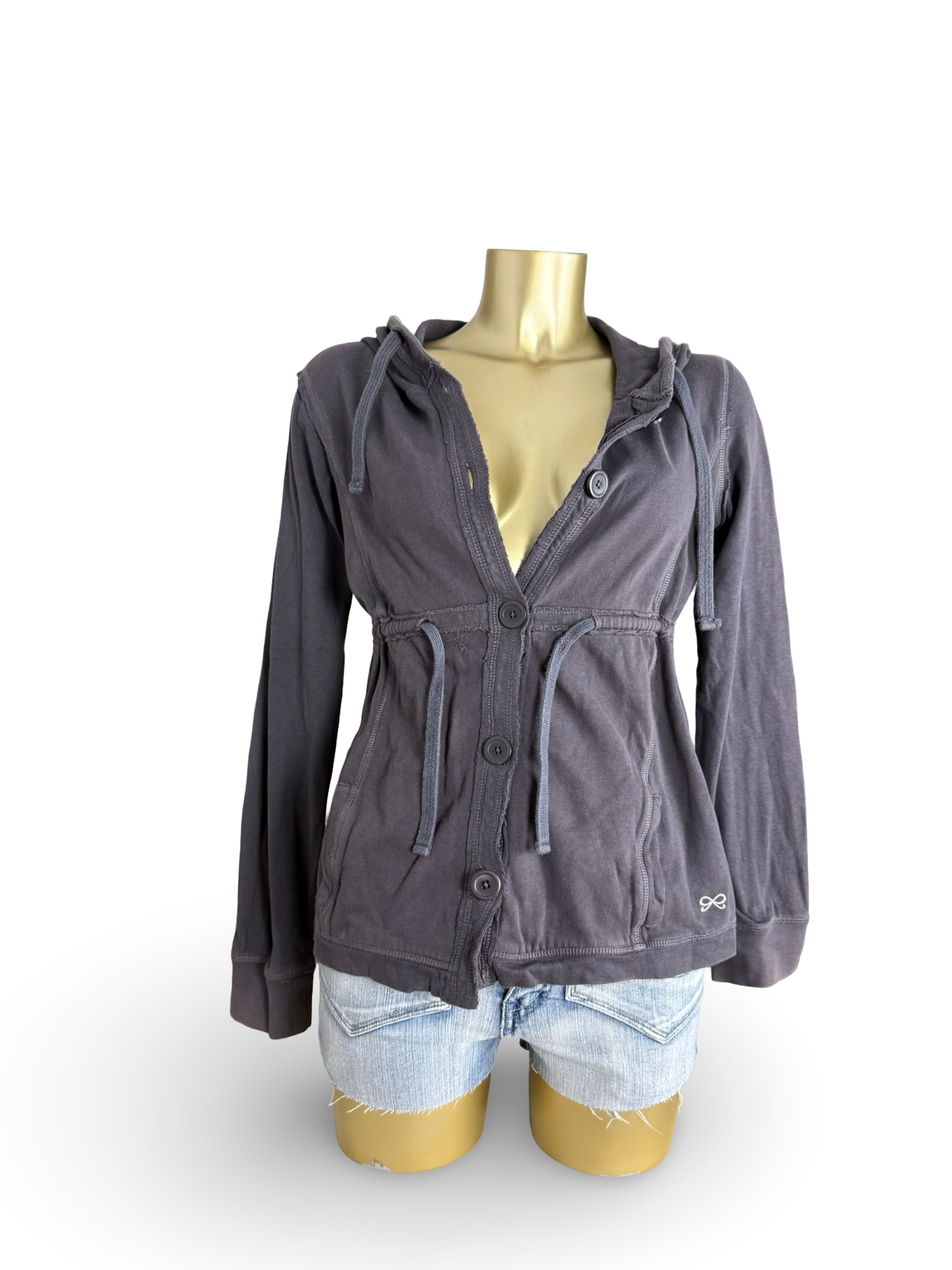 Grey 100% cotton cardigan hoodie (M)