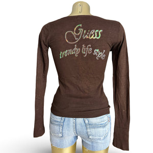 Brown sequins logo jumper (S/M)