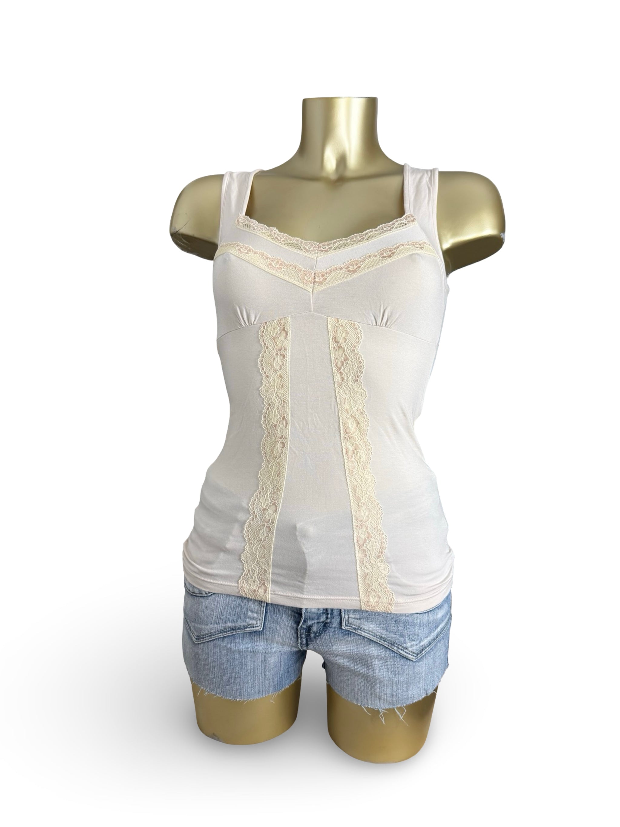 Beige mesh tight fit top (S)