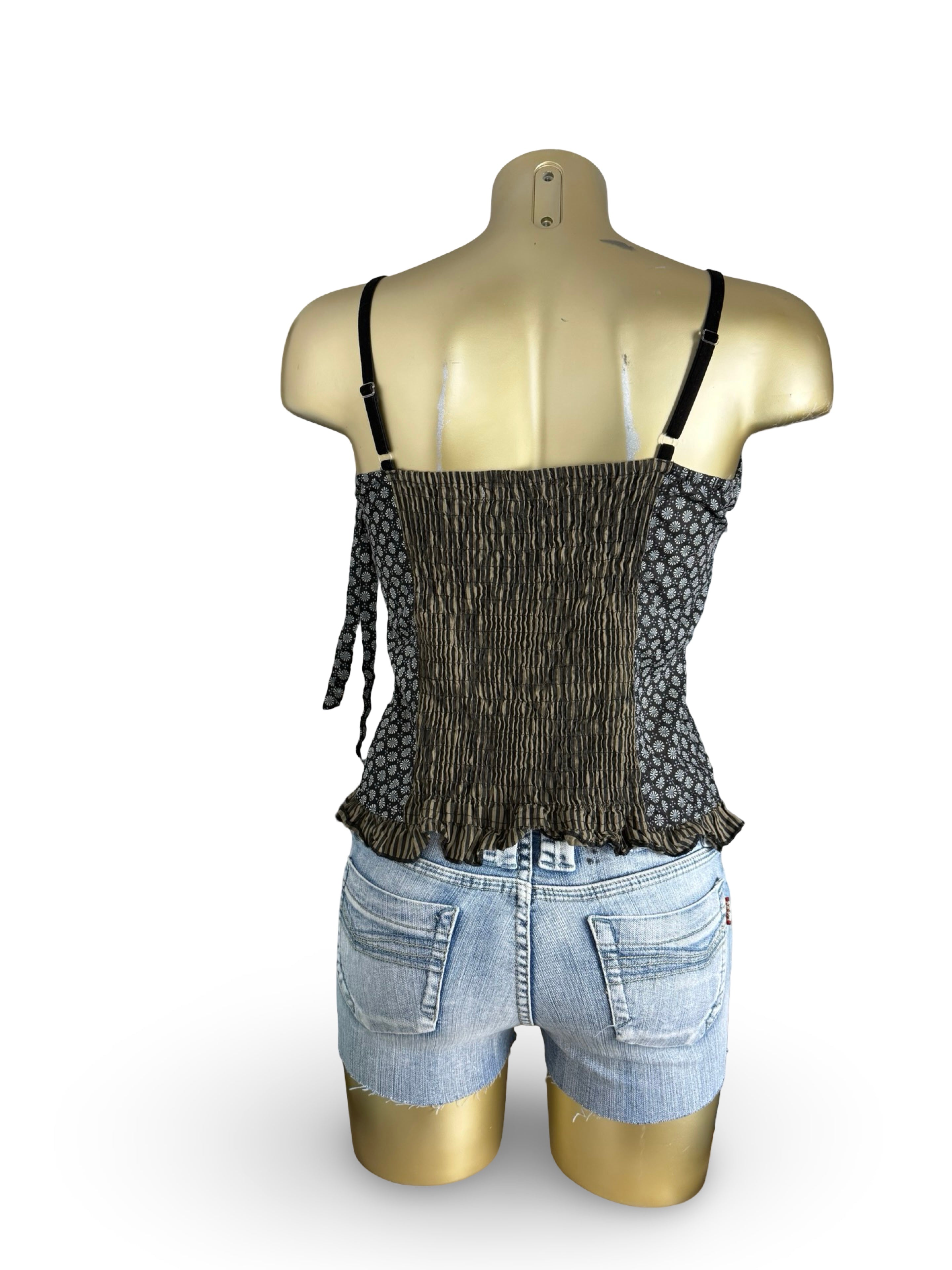 Grey graphic tight fit cami top (M)