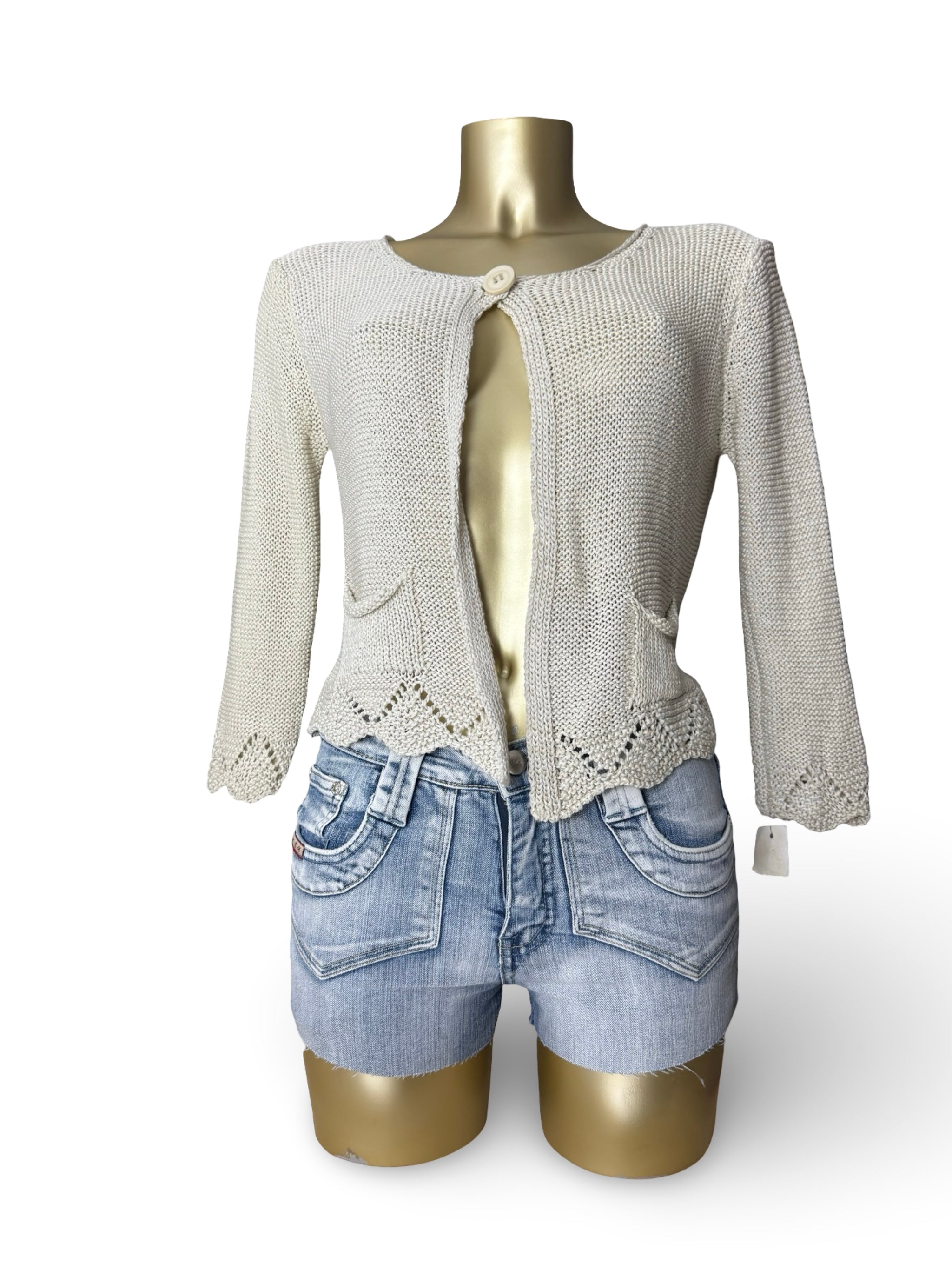 Beige knitted cardigan jumper (M/L)