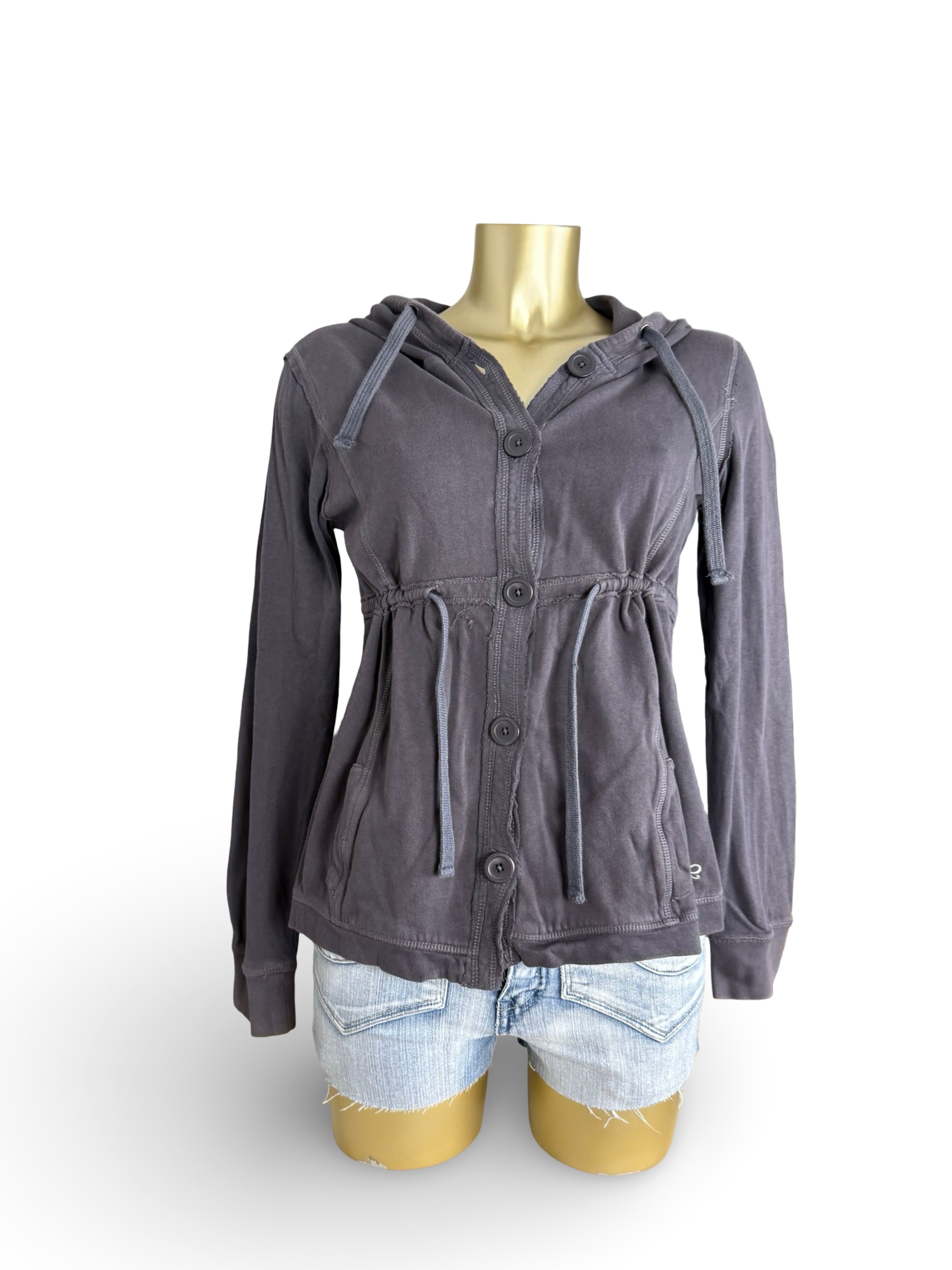 Grey 100% cotton cardigan hoodie (M)