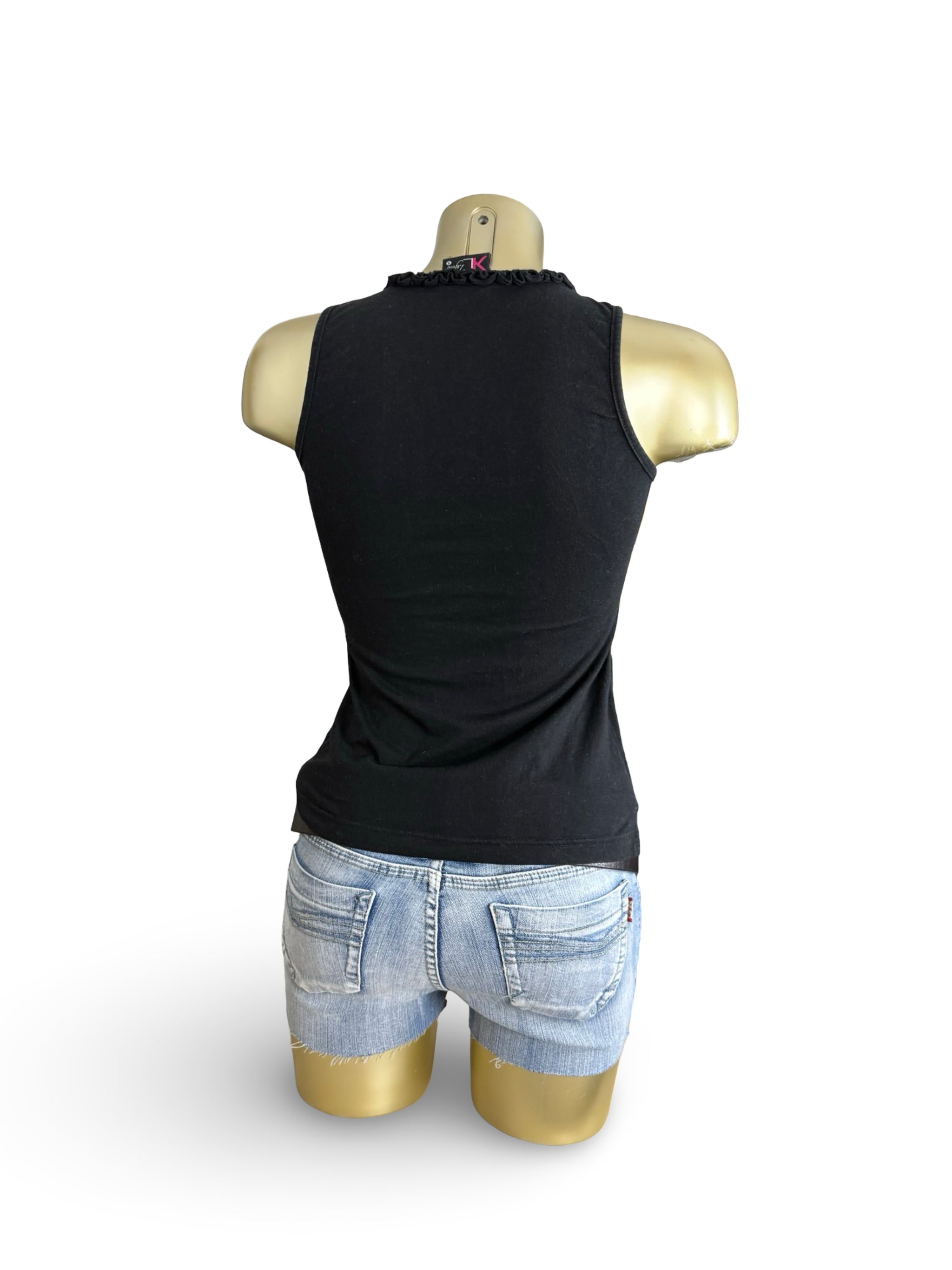 Black cotton tight fit top (XS)
