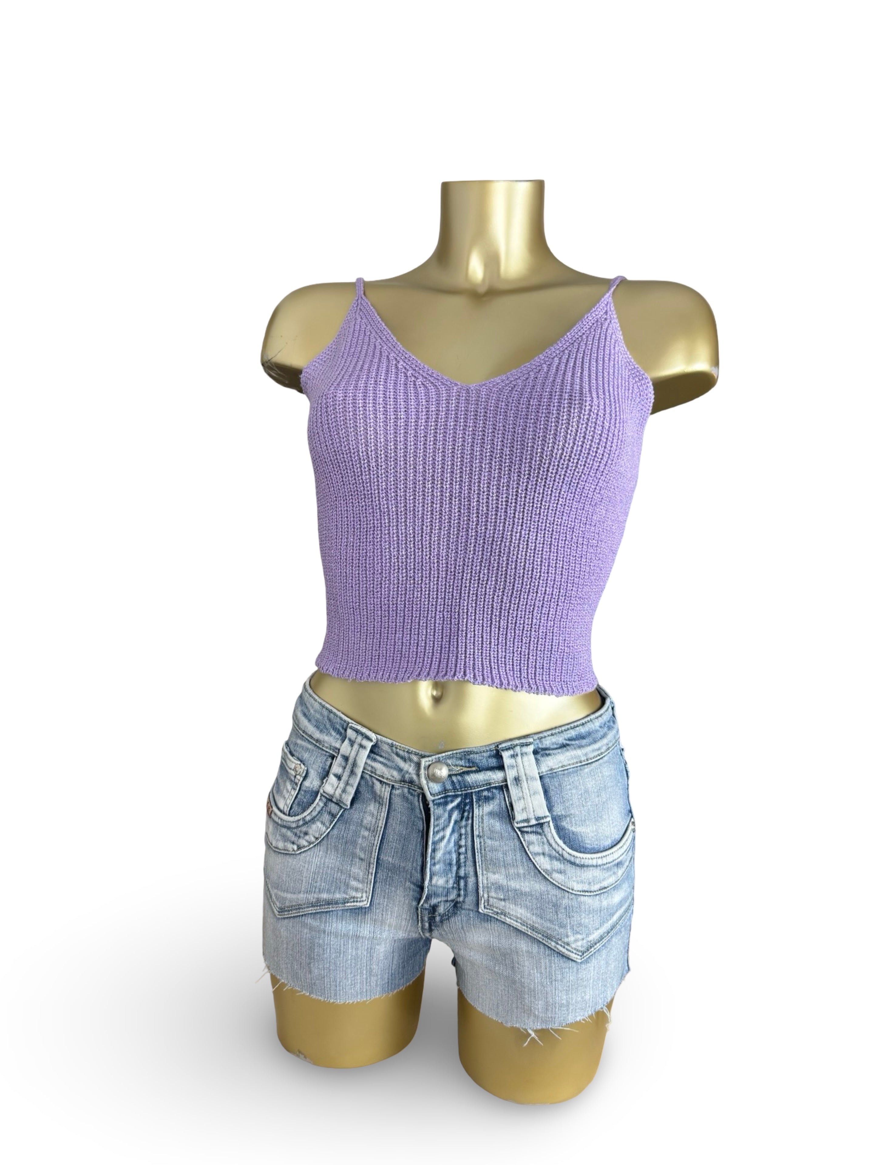Lilac crochet 100% cotton cami top (S/M)