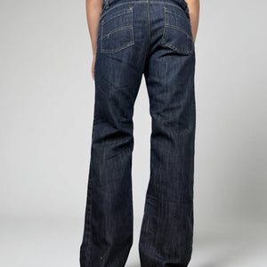 Blue navy stretchy low waist denim bootcut pants (XL)