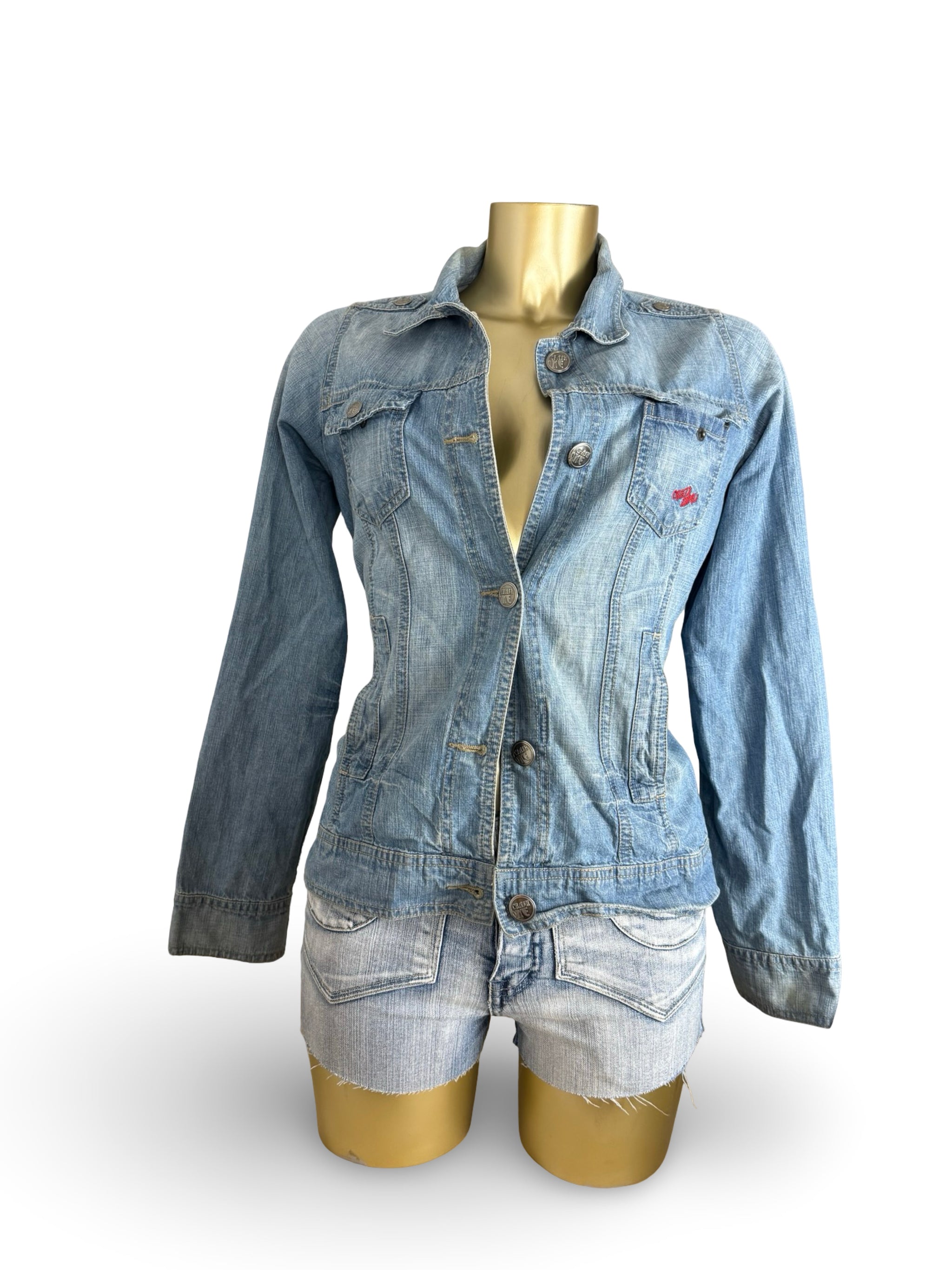 Blue denim buttons up jacket (S/M)
