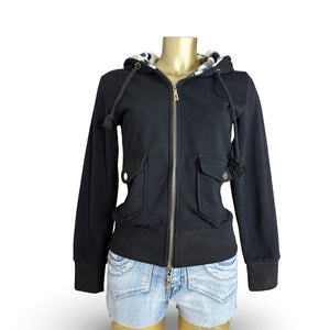 Black inside fleece zip up hoodie (S)