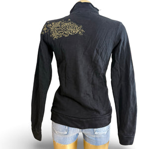 Black 100% cotton utility zip up biker jacket (M)