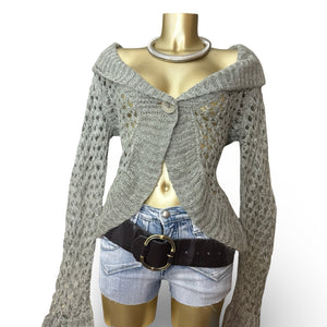 Khaki crochet super soft knitted cardigan jumper (One size)