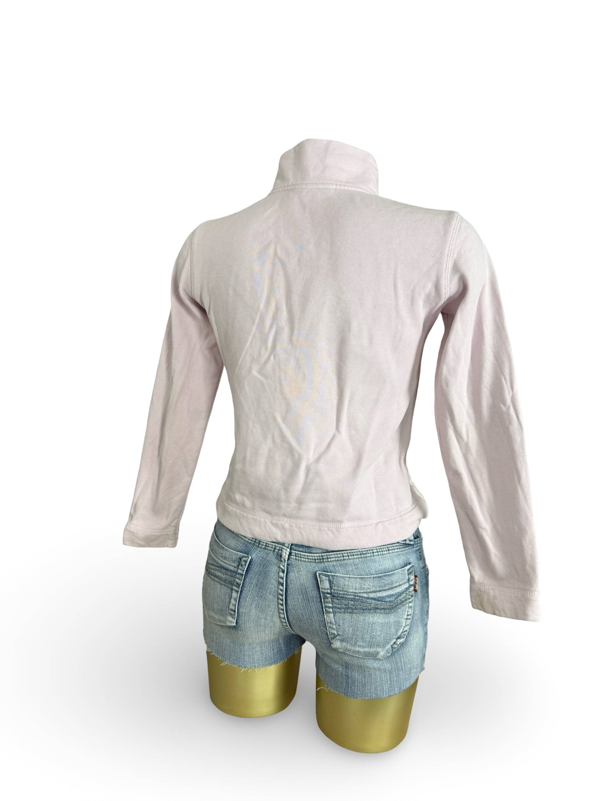 Baby pink zip up cotton sweatshirt (XS)