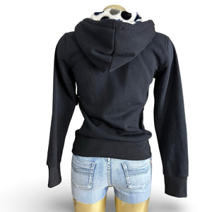 Black inside fleece zip up hoodie (S)