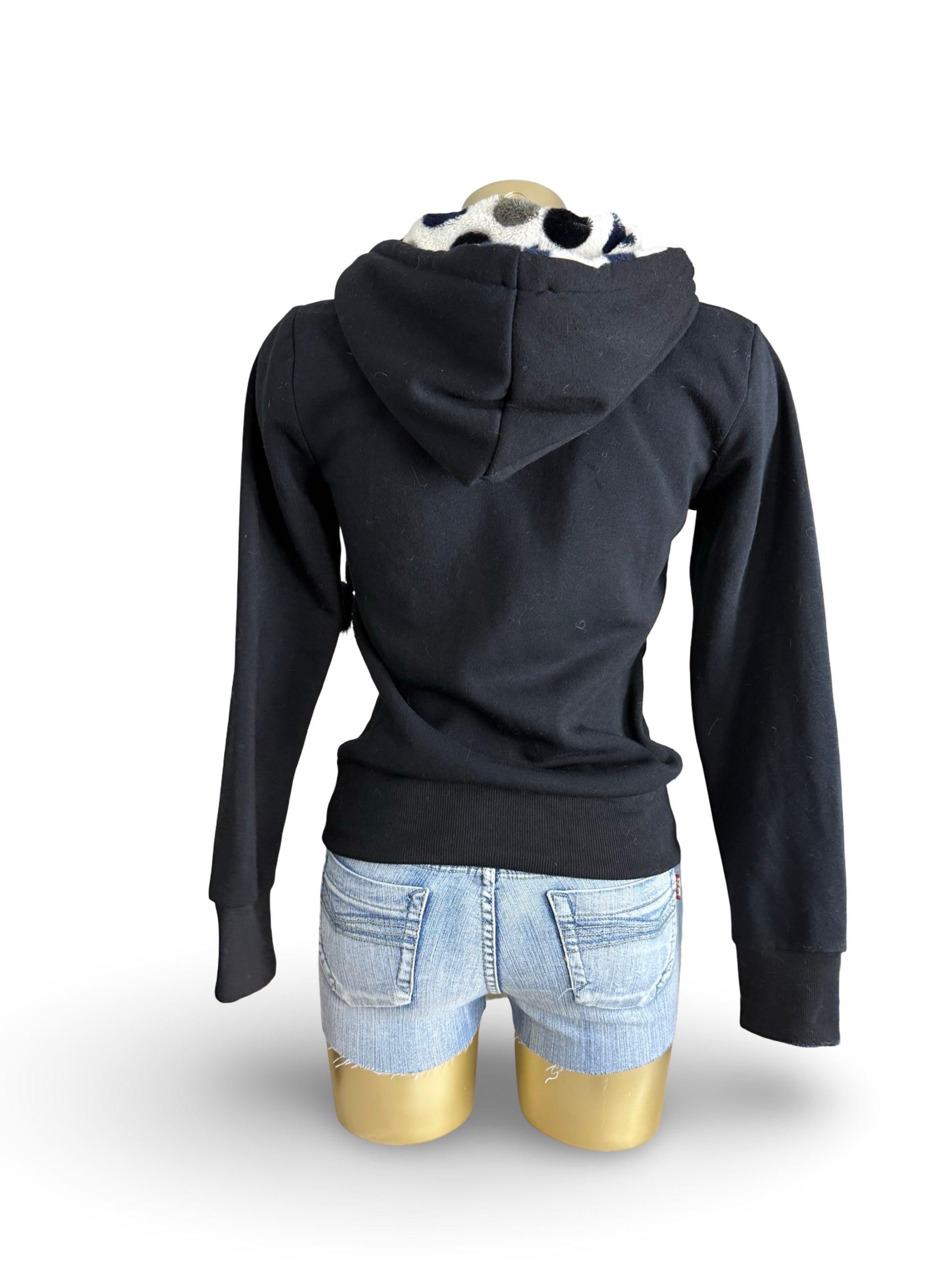 Black inside fleece zip up hoodie (S)