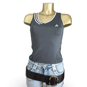 Grey V neck activewear top (M)