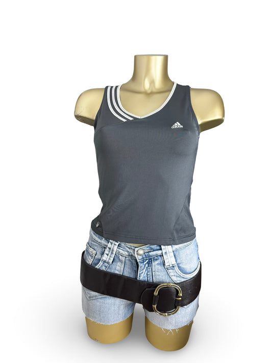 Grey V neck activewear top (M)