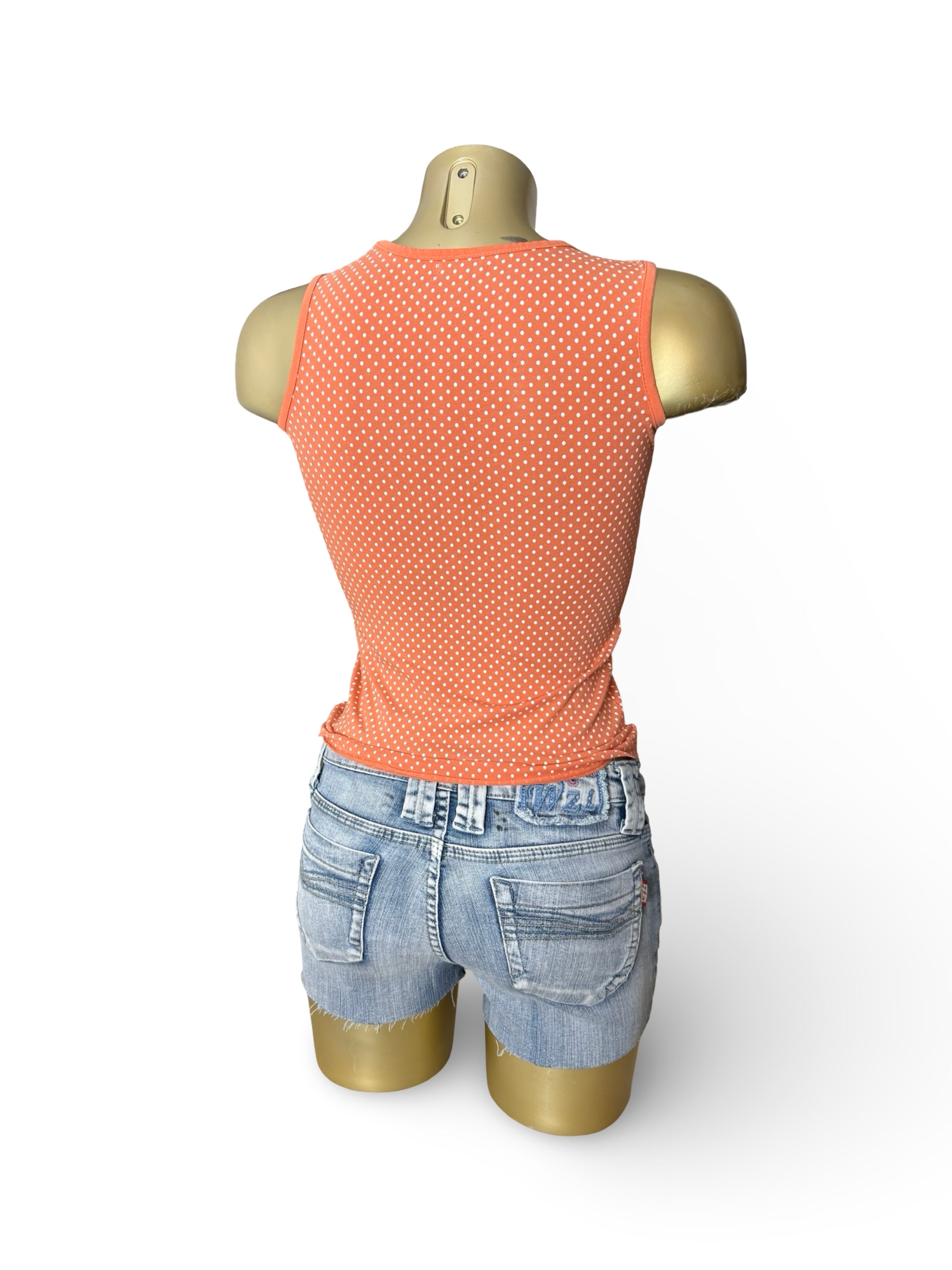 Orange cotton polka dots top (XS)