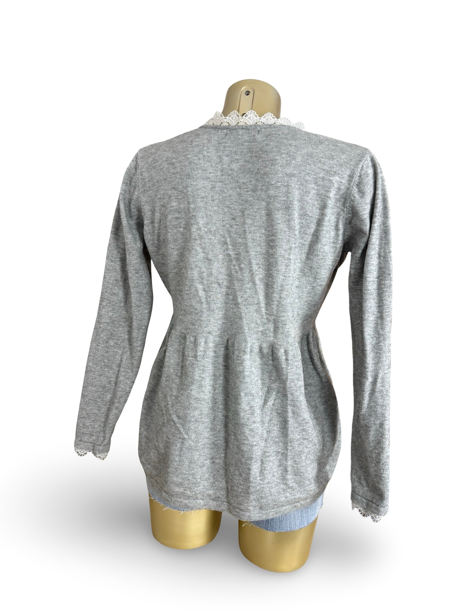 Grey wrapped embroidered jumper (S/M)