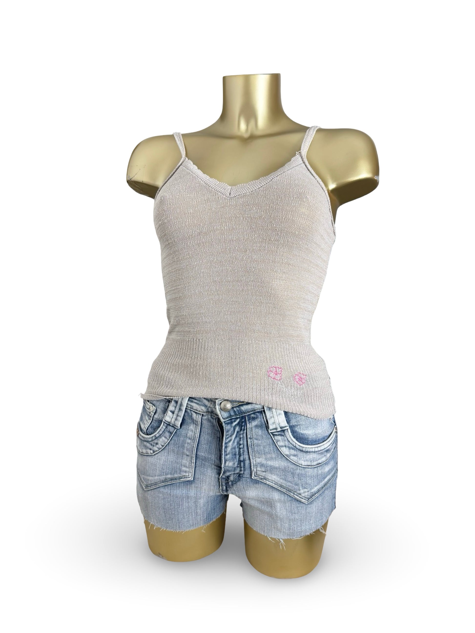 Beige knitted cami top (XS)