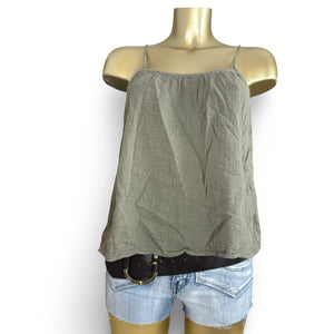 Khaki 100% cotton cami top (XS/S)