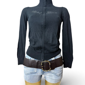 Black zip up tight fit jumper (S)