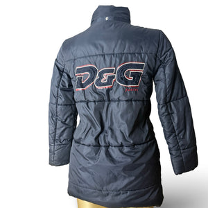 Black spell out logo puffer jacket (XS)