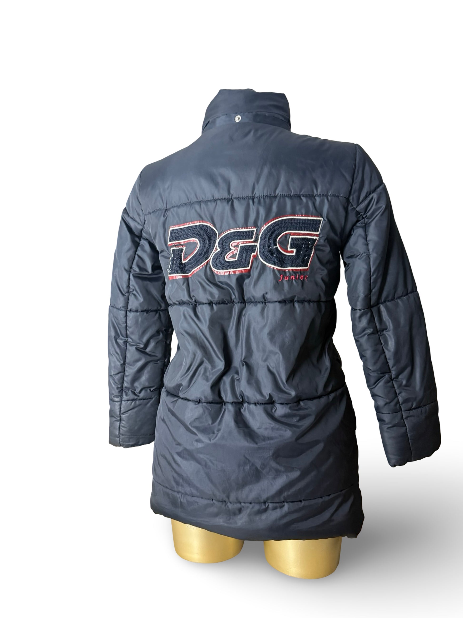 Black spell out logo puffer jacket (XS)