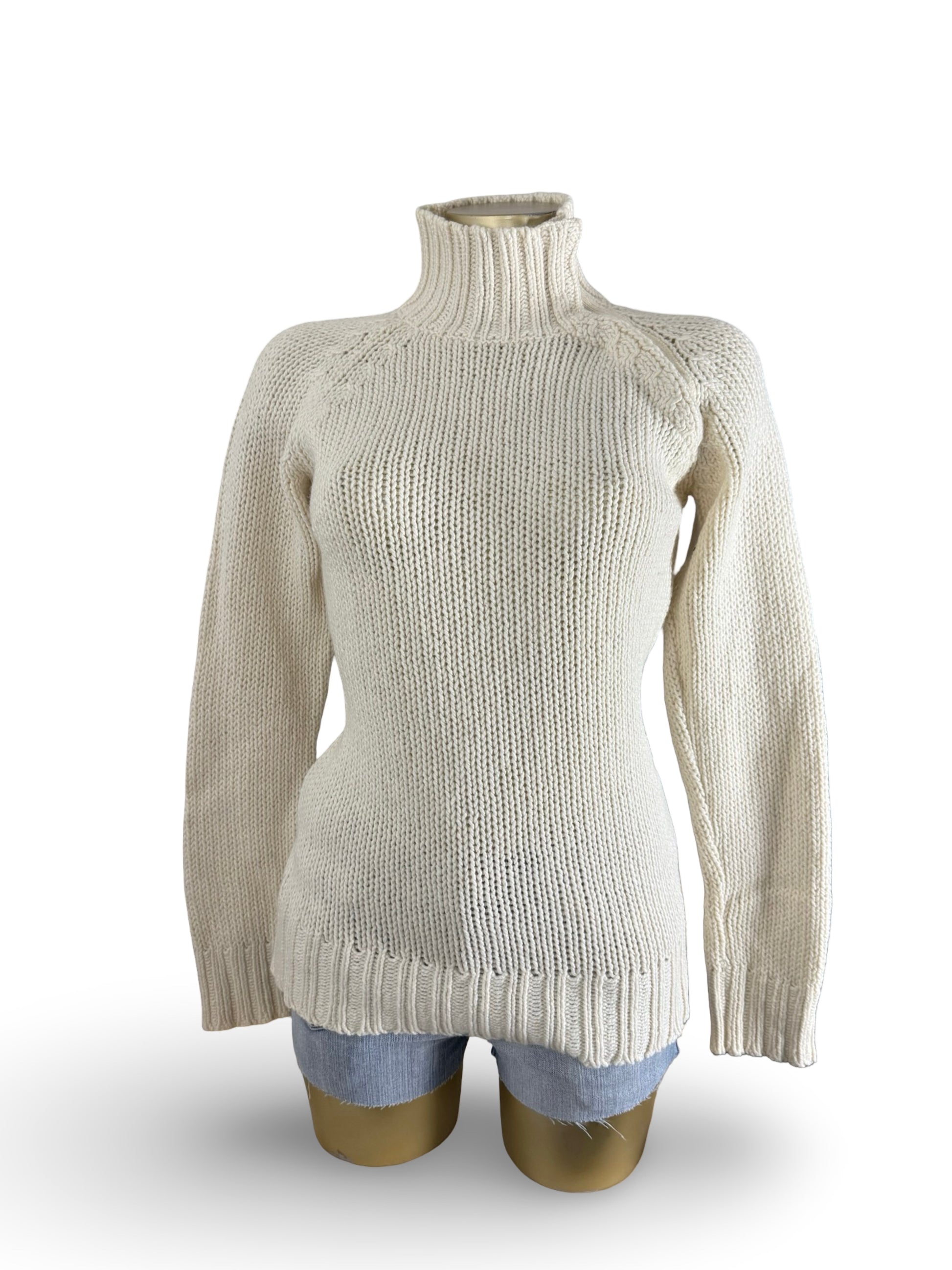 Cream wool & cotton turtleneck jumper (M/L)