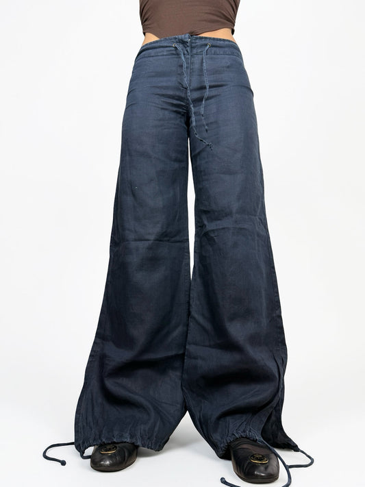 Navy low rise baggy pants (S)