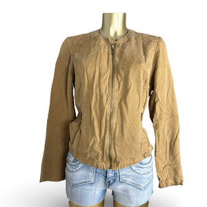 Beige 100% cotton biker jacket (L)