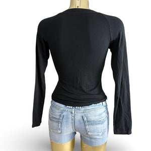 Black cotton tight fit long sleeves top (XS/S)