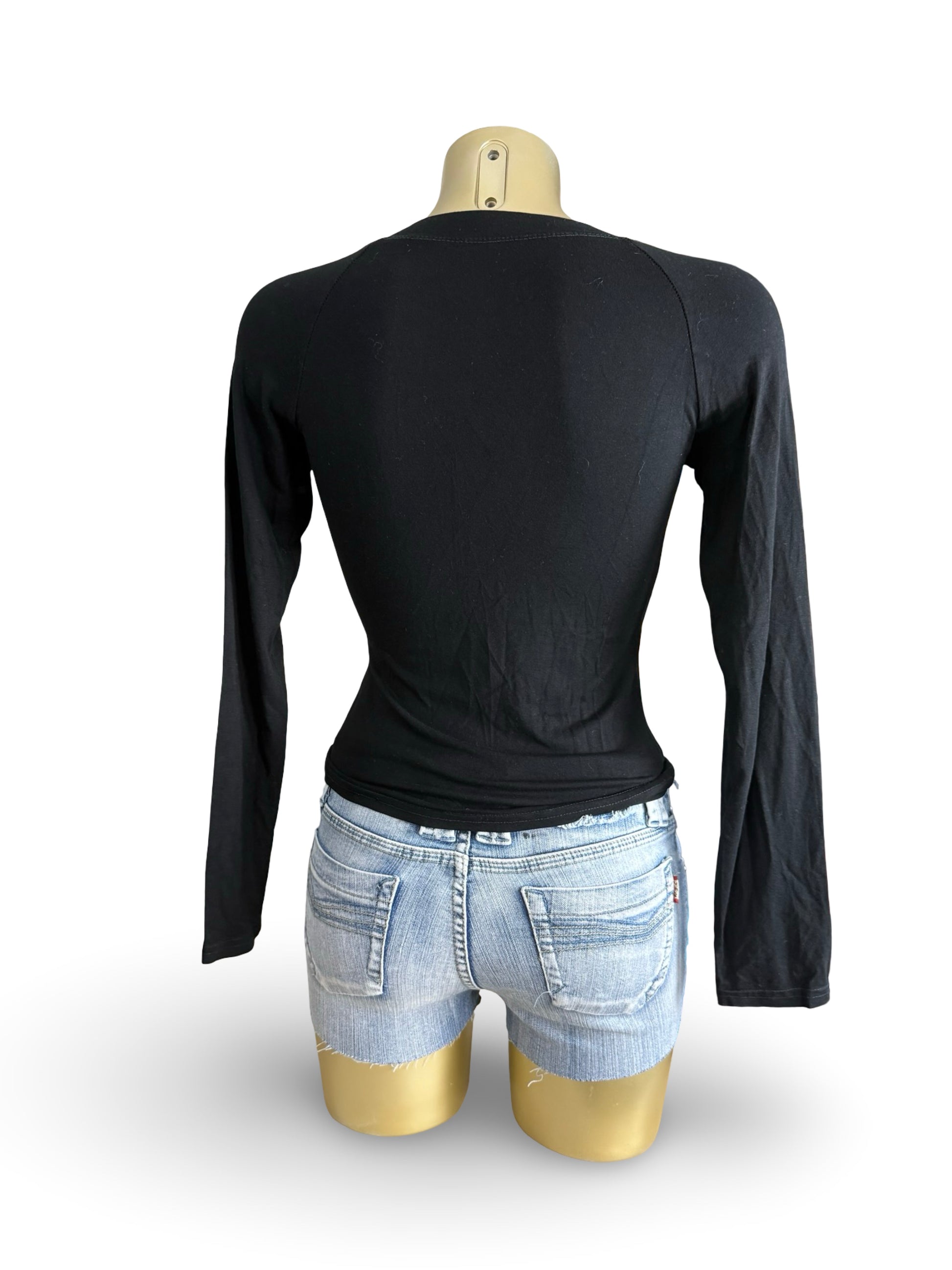 Black cotton tight fit long sleeves top (XS/S)