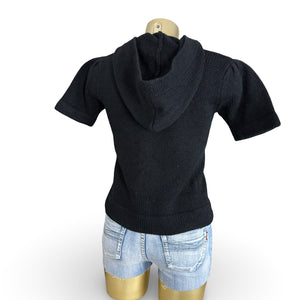 Black short sleeves hooded cardigan jumper (XS)