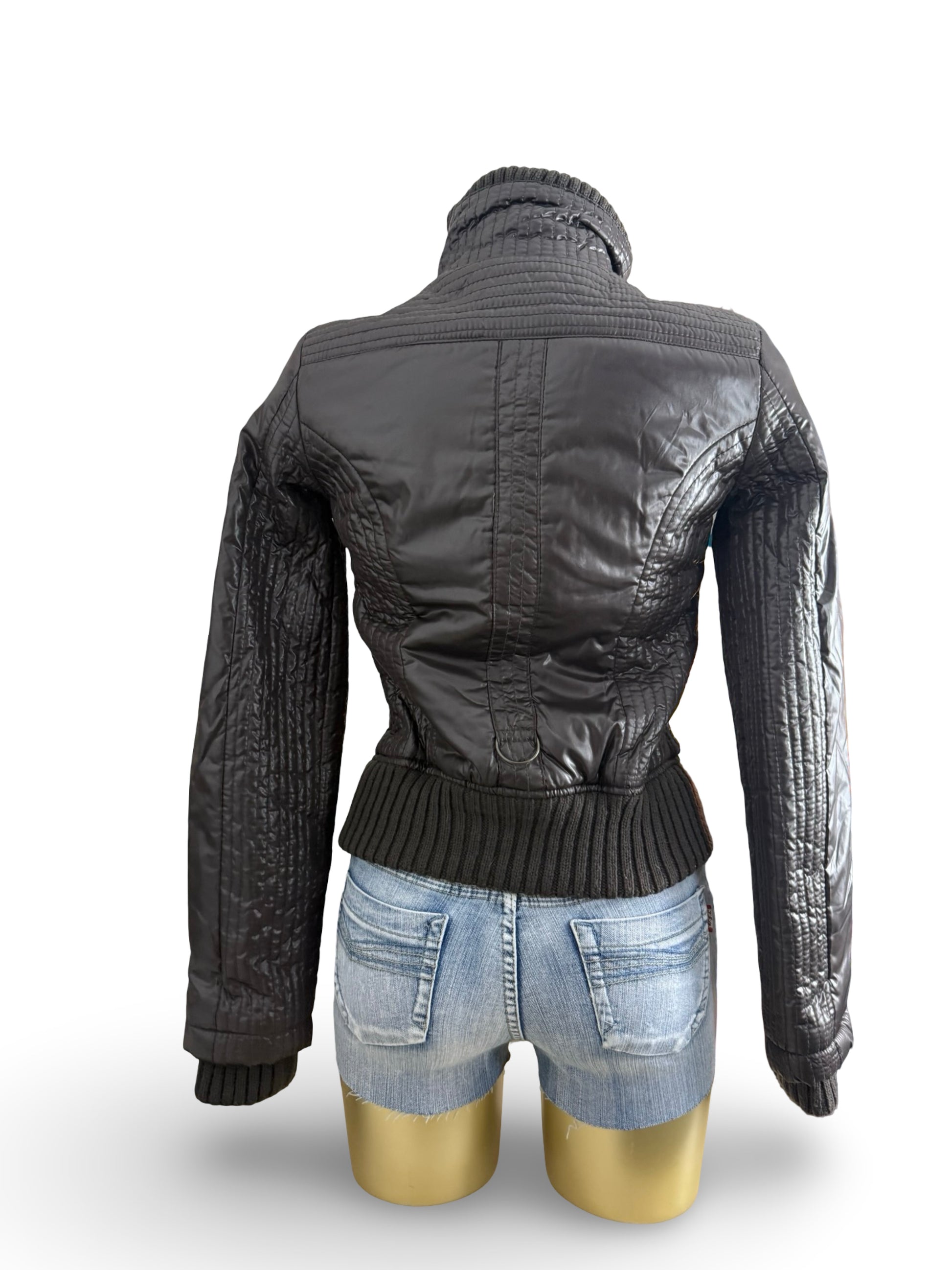 Brown tight fit puffer jacket (S)