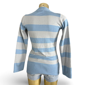 Blue striped V neck striped jumper (S/M)