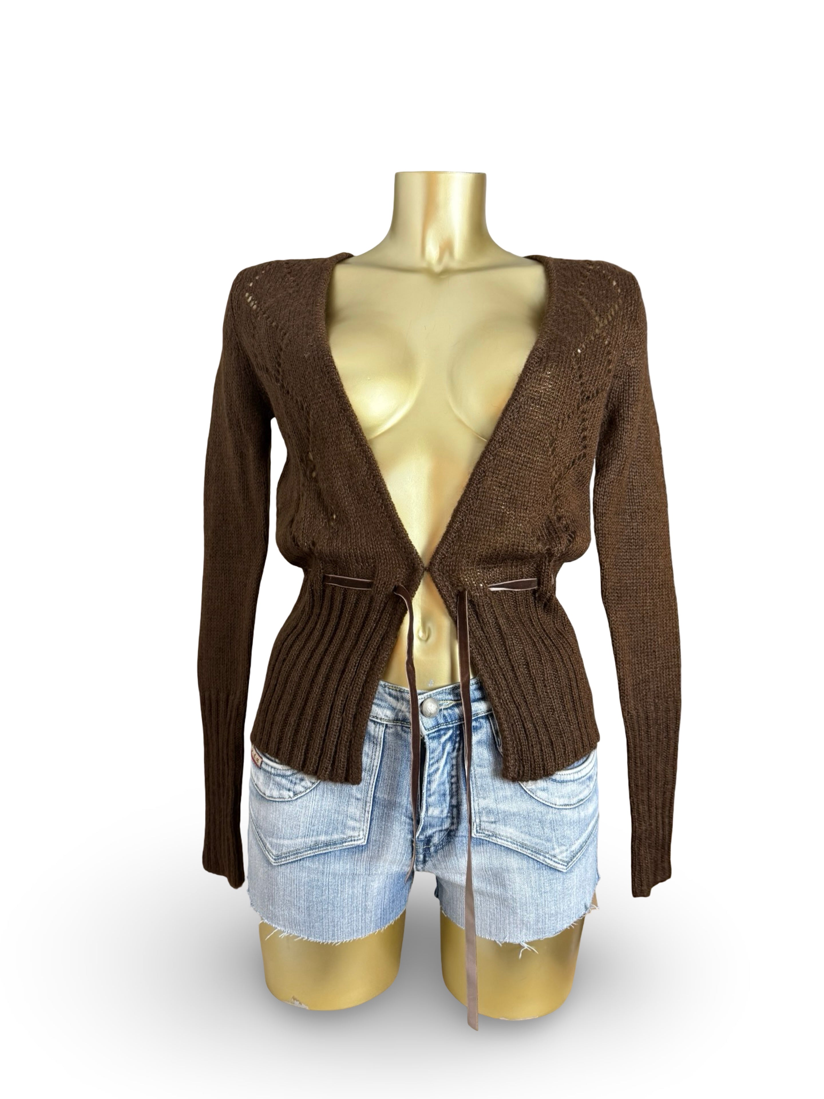 Brown super soft mohair cardigan jumper (XS/S)