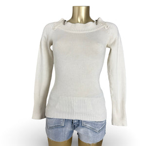 White bardot neck zip up jumper (S/M)