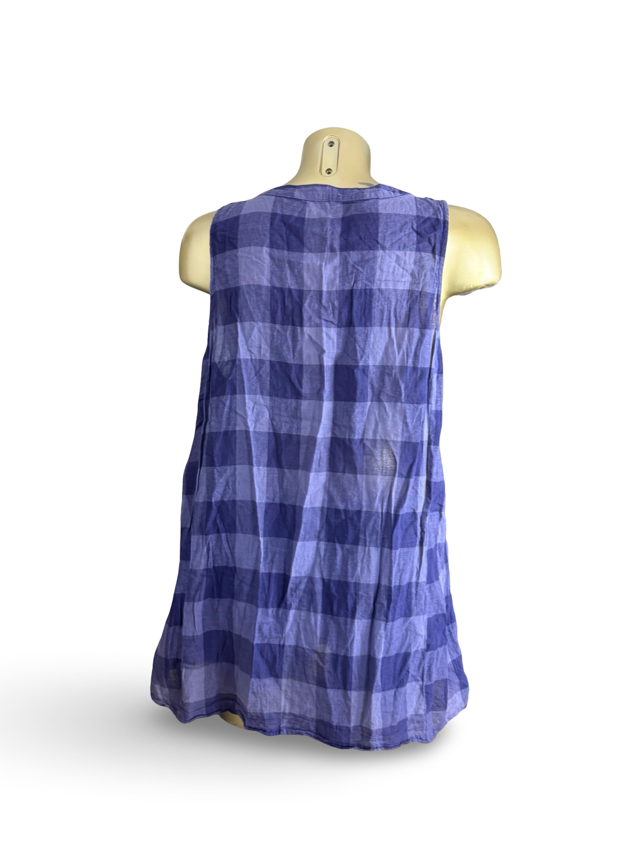 Purple check print cotton tank top (XL)