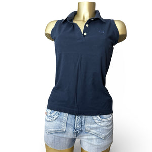 Navy cotton polo neck tank top (M/L)