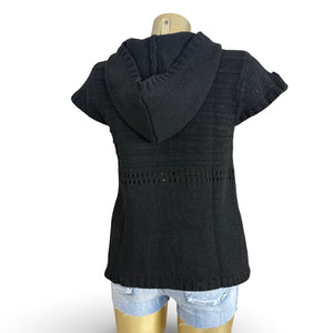 Black hooded short sleeves cardigan jumper (M/L)